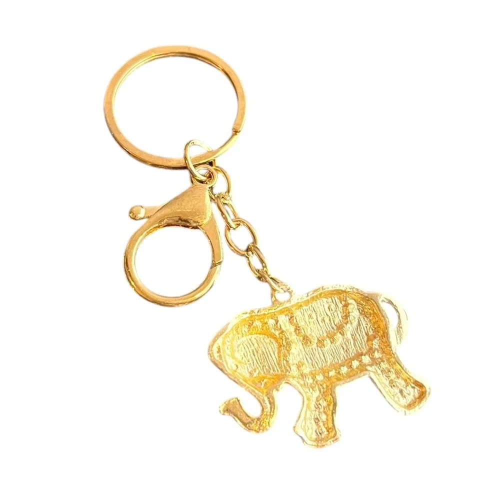 Women's Gold Pink Clear Elephant Rhinestone Crystal Charm Key Chain 4
